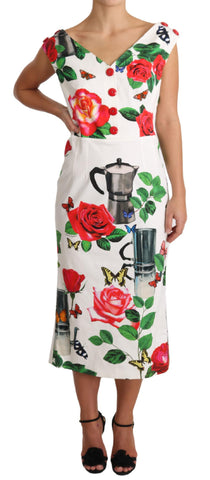 Abito midi senza maniche stampa caffettiera bianca - D&G - IT48-XXL