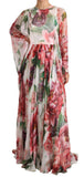 Abito lungo in chiffon di seta con stampa floreale multicolore peonia-D&G-IT36-XS