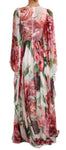 Abito lungo in chiffon di seta con stampa floreale multicolore peonia-D&G-IT36-XS