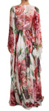 Abito lungo in chiffon di seta con stampa floreale multicolore peonia-D&G-IT36-XS