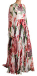 Abito lungo in chiffon di seta con stampa floreale multicolore peonia-D&G-IT36-XS