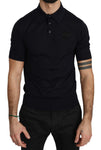 T-shirt polo con logo corona in cashmere blu - Dolce & Gabbana - IT44-XS