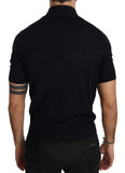 T-shirt polo con logo corona in cashmere blu - Dolce & Gabbana - IT44-XS