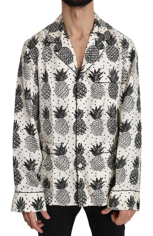 Top Shirt in seta bianco ananas - Dolce & Gabbana - IT41-L