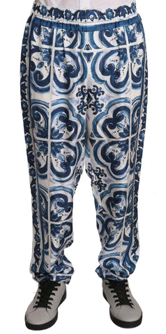 Pantaloni per indumenti da notte in seta con stampa floreale multicolore-D&G-IT54-XL