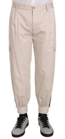 Pantaloni da uomo in cotone elasticizzato beige - D&G - IT48-M