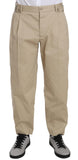 Pantaloni casual in cotone elasticizzato beige-Dolce & Gabbana-IT48-M