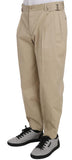 Pantaloni casual in cotone elasticizzato beige-Dolce & Gabbana-IT48-M