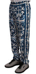 Pantaloni per indumenti da notte in seta con stampa floreale blu-D&G-IT54-XL