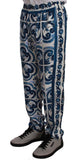 Pantaloni per indumenti da notte in seta con stampa floreale blu-D&G-IT50-L