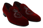 Mocassini Royal Crown in velluto bordeaux - Dolce & Gabbana - EU41 / US8