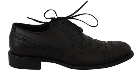 Scarpe eleganti in pelle nera con punta alare in Oxford-D&G-EU39 / US6