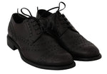 Scarpe eleganti in pelle nera con punta alare in Oxford-D&G-EU39 / US6