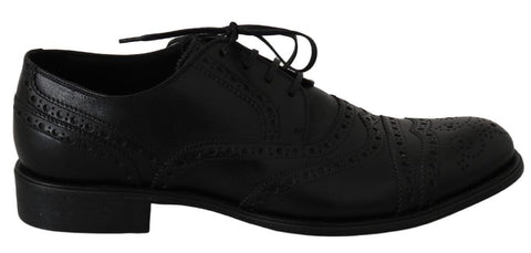 Scarpe eleganti in pelle nera con punta alare in Oxford-D&G-EU43 / US10