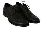 Scarpe eleganti in pelle nera con punta alare in Oxford-D&G-EU43 / US10