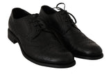 Scarpe eleganti in pelle nera con punta alare in Oxford-D&G-EU41 / US8