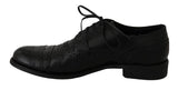 Scarpe eleganti in pelle nera con punta alare in Oxford-D&G-EU41 / US8