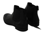 Stivali derby in pelle nera con cinturino elasticizzato-D&G-EU45 / US12