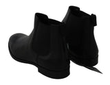 Stivali derby in pelle nera con cinturino elasticizzato-D&G-EU44 / US11