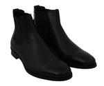 Stivali derby in pelle nera con cinturino elasticizzato-D&G-EU40 / US7