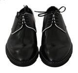 Scarpe da uomo convenzionali in pelle nera con vestito derby-D&G-EU45 / US12