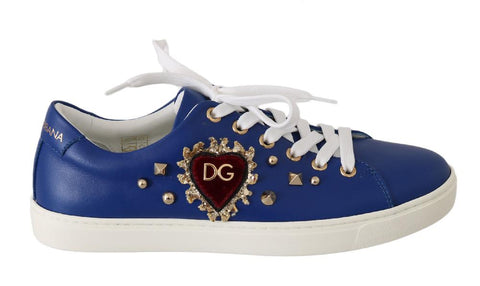 Sneakers in pelle blu con cuore rosso e oro - D&G - EU36 / US5.5