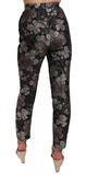 Pantaloni affusolati a vita alta in broccato floreale grigio-D&G-IT36-XXS