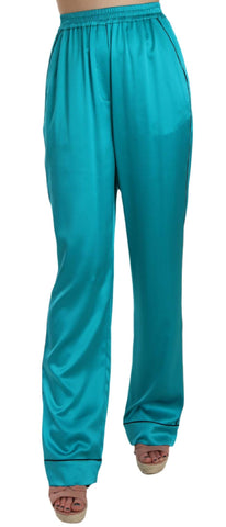 Pantaloni pigiama in seta stretch blu acqua Pantaloni - D&G - IT40-S