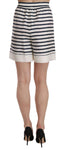 Shorts in seta con giarrettiera a righe bianche e nere - D&G - IT46-XL