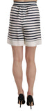 Shorts in seta con giarrettiera a righe bianche e nere - D&G - IT46-XL