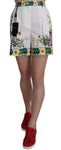 Shorts in cotone con stampa floreale bianco rosa maiolica-D&G-IT38-XS