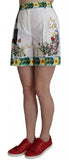 Shorts in cotone con stampa floreale bianco rosa maiolica-D&G-IT38-XS