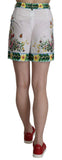 Shorts in cotone con stampa floreale bianco rosa maiolica-D&G-IT38-XS