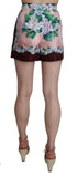 Shorts in seta con stampa floreale a vita alta e ortensie - D&G - IT44-L