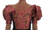 Top corto broccato rosa con maniche a sbuffo - Dolce & Gabbana - IT42-M