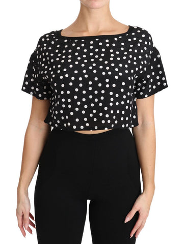 Top corto in seta a pois neri - Dolce & Gabbana - IT42-M