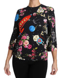 Top a razzo robotico floreale nero Luna - Dolce & Gabbana - IT40-S