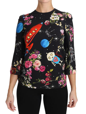 Top a razzo robotico floreale nero Luna - Dolce & Gabbana - IT38-XS