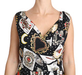 Top in camicetta di seta stretch con carte nere - D&G - IT44-L