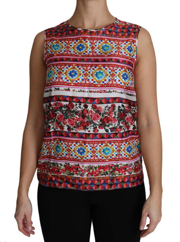 Top in seta senza maniche multicolor Carretto - D&G - IT42-M