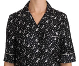 Top in seta nera con stampa chitarra e tromba - D&G - IT44-L