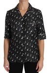 Top in seta nera con stampa chitarra e tromba - D&G - IT38-XS