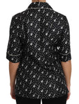 Top in seta nera con stampa chitarra e tromba - D&G - IT38-XS