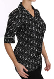 Top in seta nera con stampa chitarra e tromba - D&G - IT38-XS