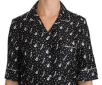 Top in seta nera con stampa chitarra e tromba - D&G - IT36-XXS