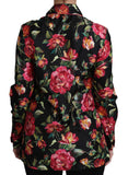 Top con stampa floreale in seta a manica lunga rosa nera - D&G - IT42-M