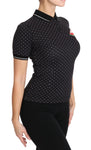 Top a pois ricamato anguria poloshirt nera - Dolce & Gabbana - IT38-XS