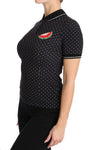 Top a pois ricamato anguria poloshirt nera - Dolce & Gabbana - IT38-XS