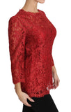 Top in pizzo cordonetto manica 3/4 rosso - Dolce & Gabbana - IT46-XL