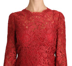 Top in pizzo cordonetto manica 3/4 rosso - Dolce & Gabbana - IT46-XL